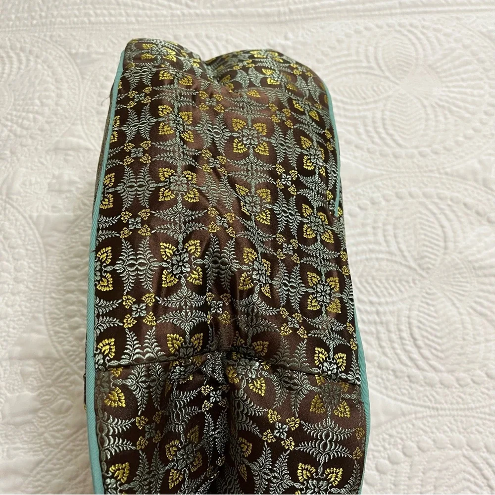 PETUNIA PICKLE BOTTOM Touring Tote Teal Brown Gold Brocade Accessories Included
